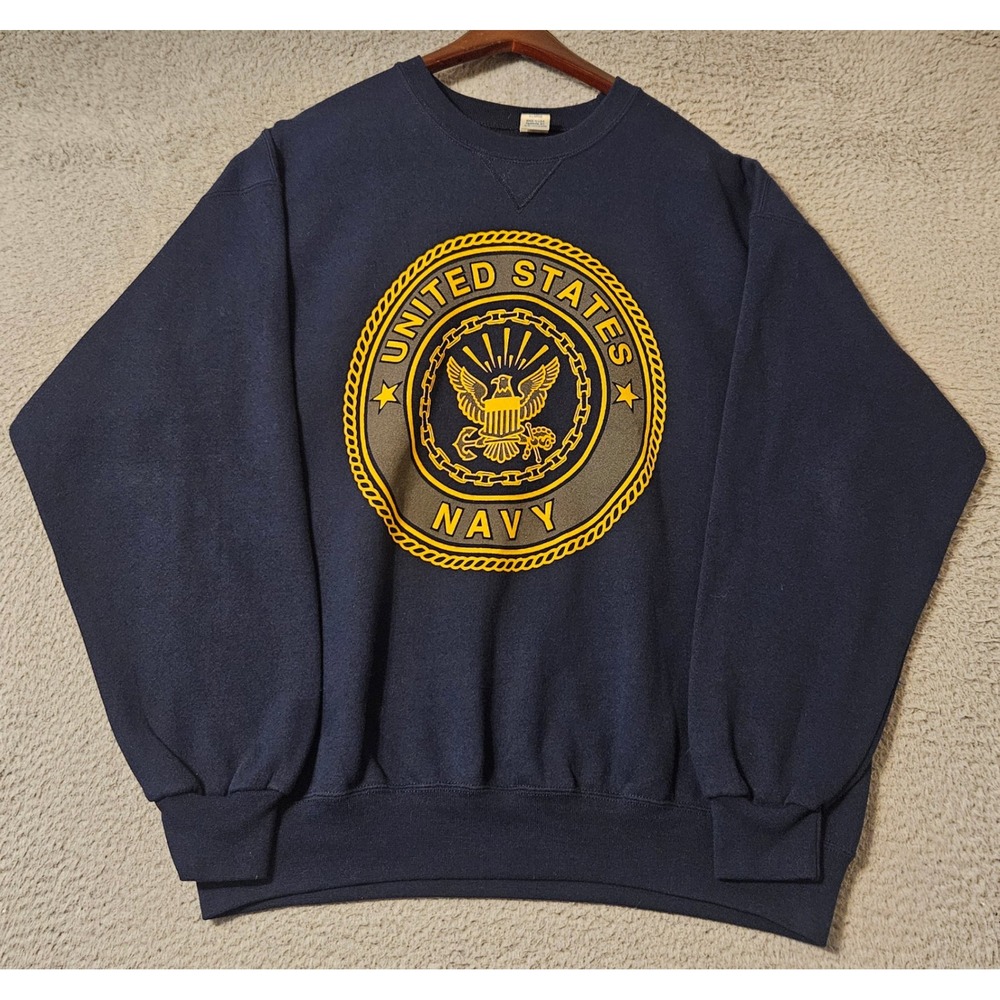 Soffe Shirts US Navy Sweatshirt Mens XL Blue Made in USA Crew Neck Graphic VTG